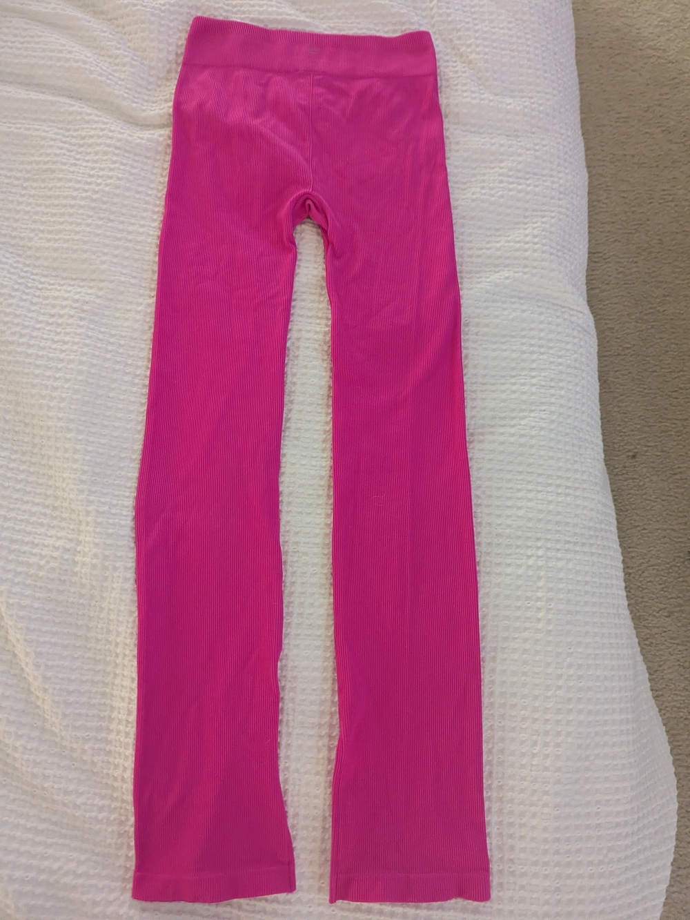 Fabletics Hot Pink Ribbed Flare Leggings for Girls